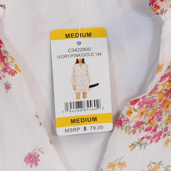 Vince Camuto Lightweight Ivory Pink Three Tier Mini Fashion Dress NWT - Picture 4 of 8